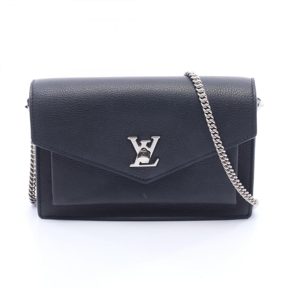 Louis Vuitton Pochette Lockme Chain Shoulder Bag Leather Black